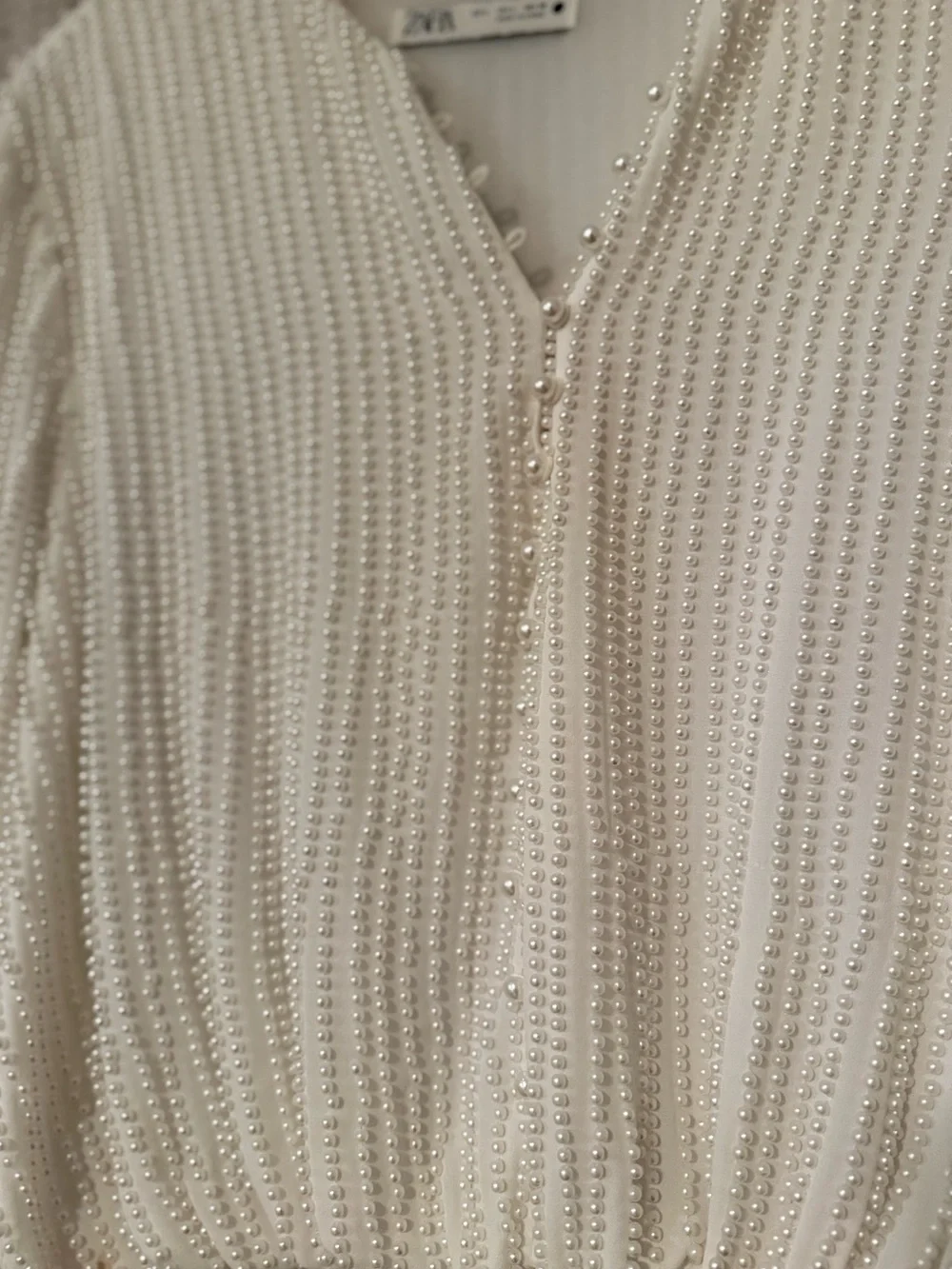 Zara Limited Edition Pearl Embellished Blouse | L